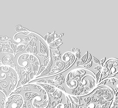 3D Фотообои Белый орнамент на сером фоне Артикул 22646