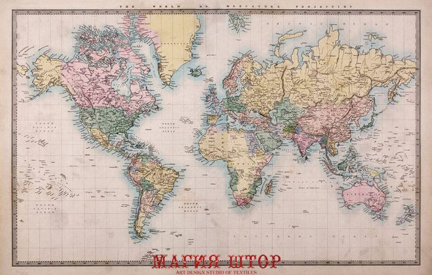 Фотообои Старая карта ручной раскраски Артикул 14963