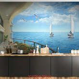 3D Фотообои Вид с балкона на море Артикул dec_17157