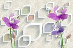 3D Фотообои Фиолетовые цветы Артикул dec_9642