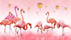3D Фотообои Фламинго и воздушные шары Артикул dec-351
