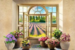 Фотообои Окно с цветами Артикул 47812