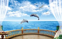Фотообои Дельфины у балкона Артикул 57336