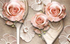3D Фотообои Чайные розы Артикул 30938