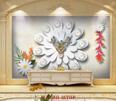 3D Фотообои Ромашки на белом цветке Артикул dec_8170