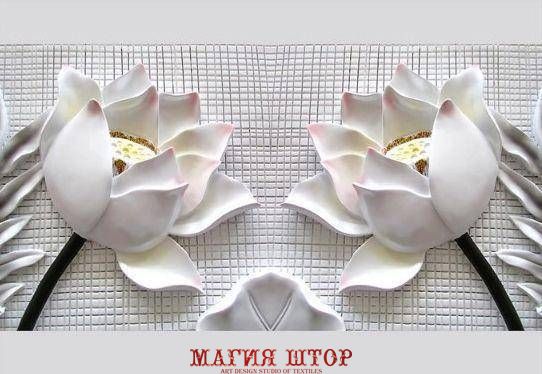 3D Фотообои Барельеф: два белых тюльпаны Артикул dec_3001