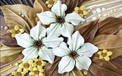 3D Фотообои Барельеф: 3d белые и желтые цветы Артикул dec_3063