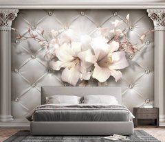 3D Фотообои Лилии на стене Артикул 30935