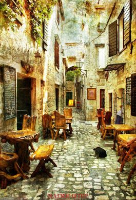 Фотообои Винтажное кафе в Греции Артикул 0048