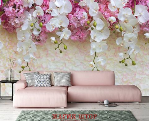Фотообои Белые и розовые цветы Артикул 29513