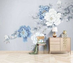 Фотообои Синие и белые цветы древовидного пиона Артикул dec-2106