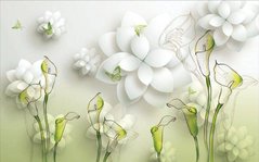 Фотообои Объёмные белые цветы Артикул dec-632