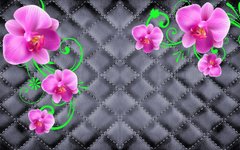 3D Фотообои Узор из орхидей на фоне кожи Артикул 40440