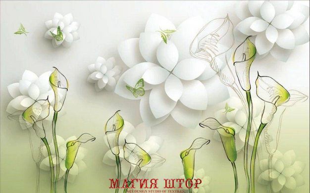 Фотообои Объёмные белые цветы Артикул dec-632