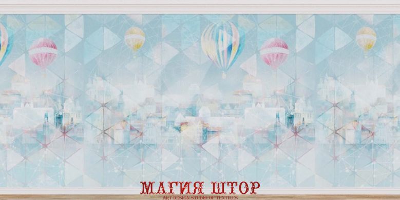 Фотообои Город и воздушные шары в треугольниках Артикул aff_100028