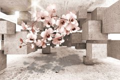 3D Фотообои орхидеи на фоне камня Артикул 57231