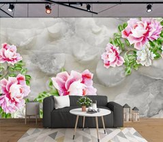 3D Фотообои Цветы на мраморном фоне Артикул dec_6618