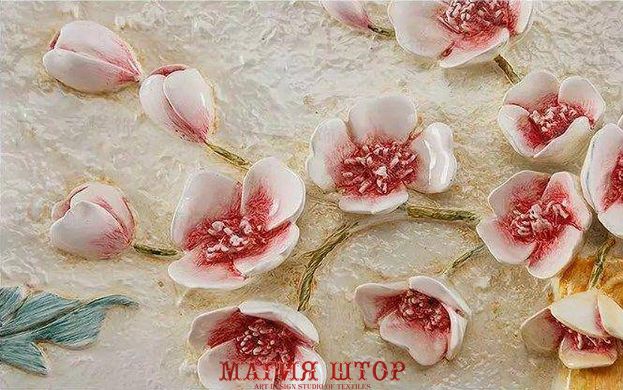 3D Фотообои Барельеф: красные цветы Артикул dec_3047