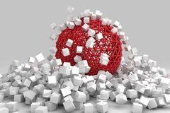 3D Фотообои Кубы и красный шар Артикул 22503