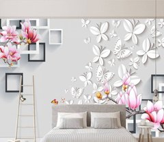Картина Белые бабочки и цветы Артикул dec_7970