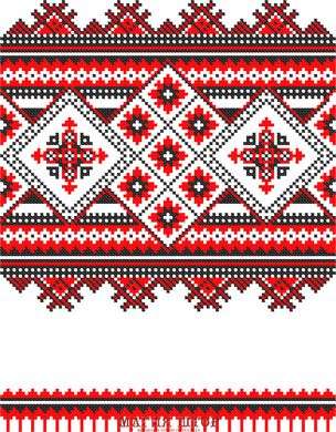 Фотообои Украинский орнамент в красно-черных цветах Артикул 17002