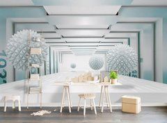 3D Фотообои Коридор с цифрами и шарами Артикул dec_17119