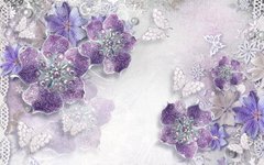 3D Фотообои Цветы с бисером Артикул 34775