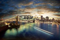 Фотообои Панорама Бруклинского моста на закате Артикул 1907