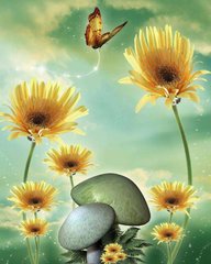 Фотообои Бабочка над цветами Артикул 1040