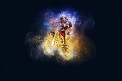 Фотообои Мотоциклист в цветной дымке Артикул nfi_02578