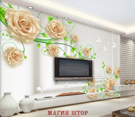 3D Фотообои Розы на зеленых стебельках Артикул dec_7927