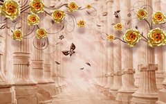 3D Фотообои Золотые розы Артикул 43380
