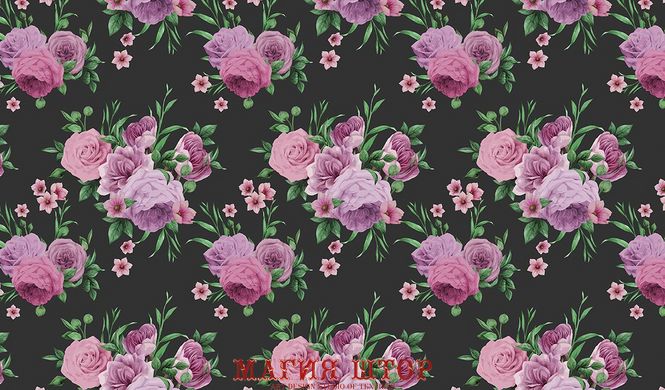 Фотообои розовые цветы на черном фоне Артикул 57305