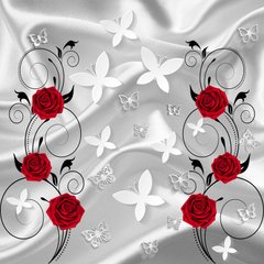 3D Фотообои Красные розы на шелке Артикул 41344