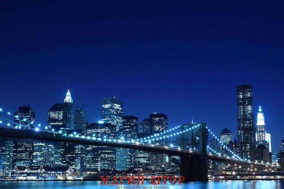 Фотообои Ночное небо над Бруклинским мостом Артикул 1973