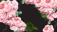 3D Фотообои Розовые цветы на темном фоне Артикул 39584