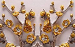 3D Фотообои Железные ветки с золотыми цветами Артикул dec_3088