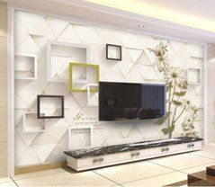3D Фотообои Белые ромбы и рамки Артикул dec_5913