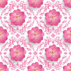 3D Фотообои Розовые цветы и красивый узор Артикул 26435