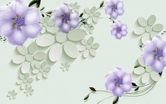 3D Фотообои Узор из цветов бело-фиолетового цвета Артикул 36322
