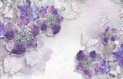 3D Фотообои Фиолетовые драгоценные цветы Артикул dec-094
