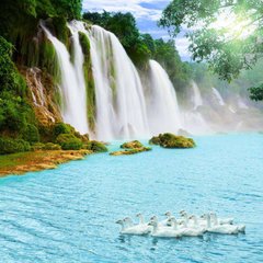 Фотообои Водопад и голубое озеро Артикул 2925