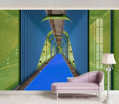 3D Фотообои Сине-зеленый коридор Артикул dec_5789