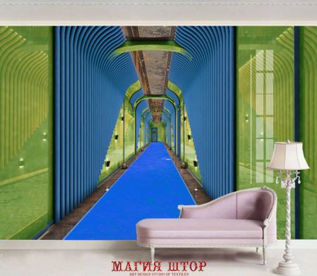 3D Фотообои Сине-зеленый коридор Артикул dec_5789