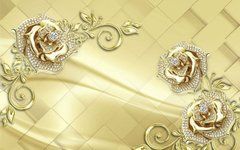 3D Фотообои Золотые розы Артикул 34163