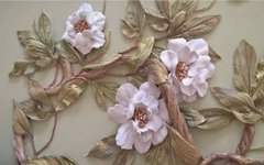 Фотообои Белые цветы с листьями Артикул dec-667