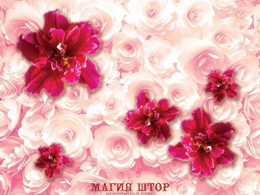 3D Фотообои Розовые 3д цветы Артикул 27312