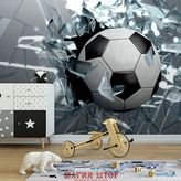 3D Фотообои Футбольный мяч в окне Артикул 22489