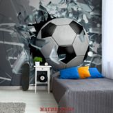 3D Фотообои Футбольный мяч в окне Артикул 22489
