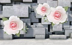 Фотообои Бетонные плиты с цветами Артикул dec-658